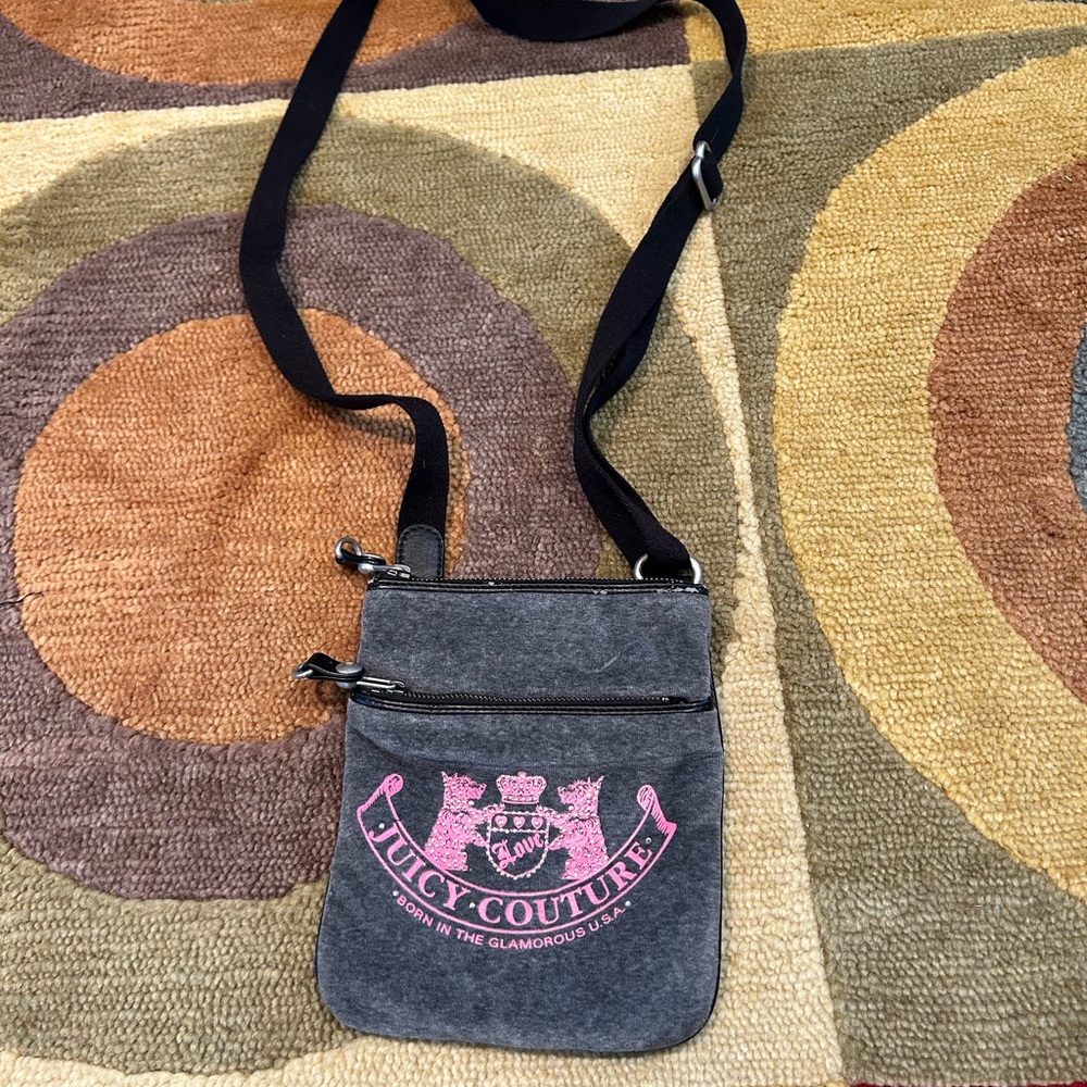 Juicy Couture Y2K Vintage Retro Grey Velvet Crossbody Bag Purse See All Pics